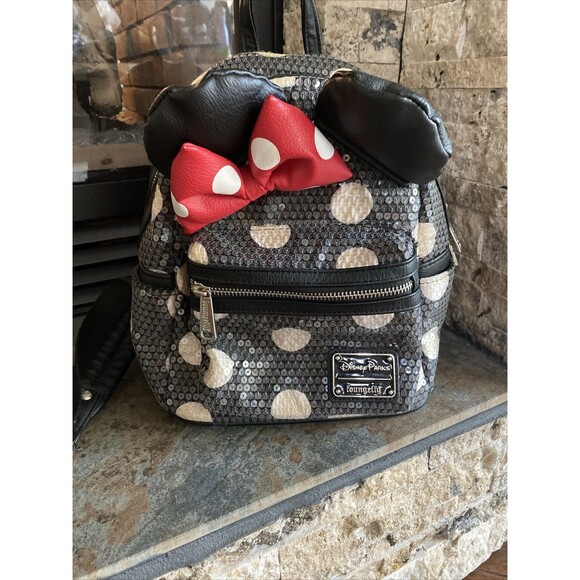Disney Parks Loungefly Classic Minnie Mouse Sequin Polka Dots Backpack main image 3